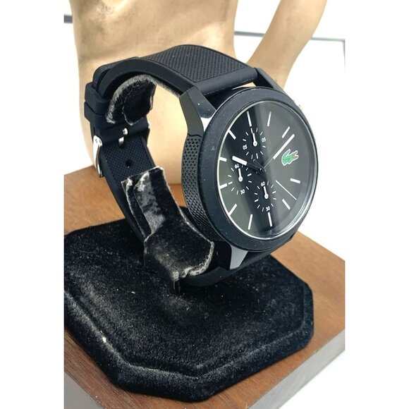 Lacoste Men's Watch 2010972 Quartz Chronograph Black Dial Textured Rubber 44mm - Picture 13 of 13